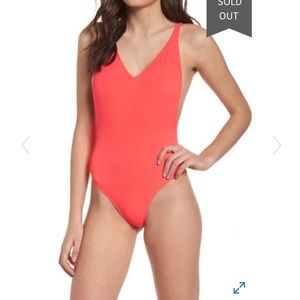 Topshop Red Pamela One Piece Bathing Suit